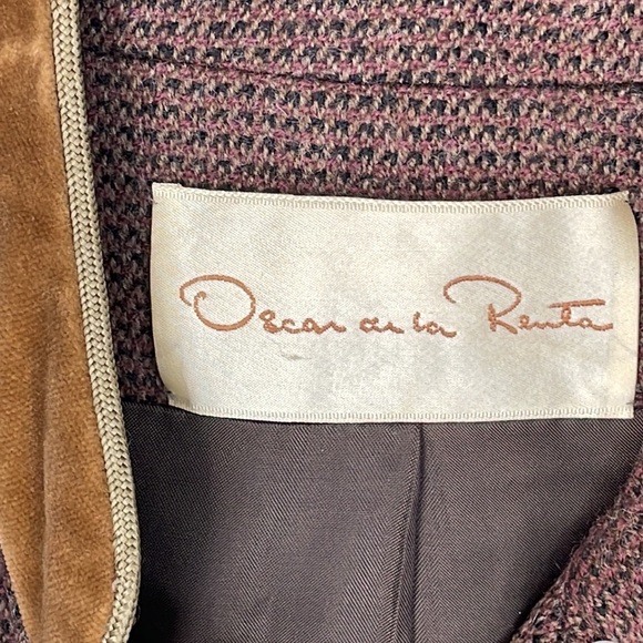 Oscar de la Renta vintage cropped tweed velvet jacket blazer Size 6 - Picture 5 of 10